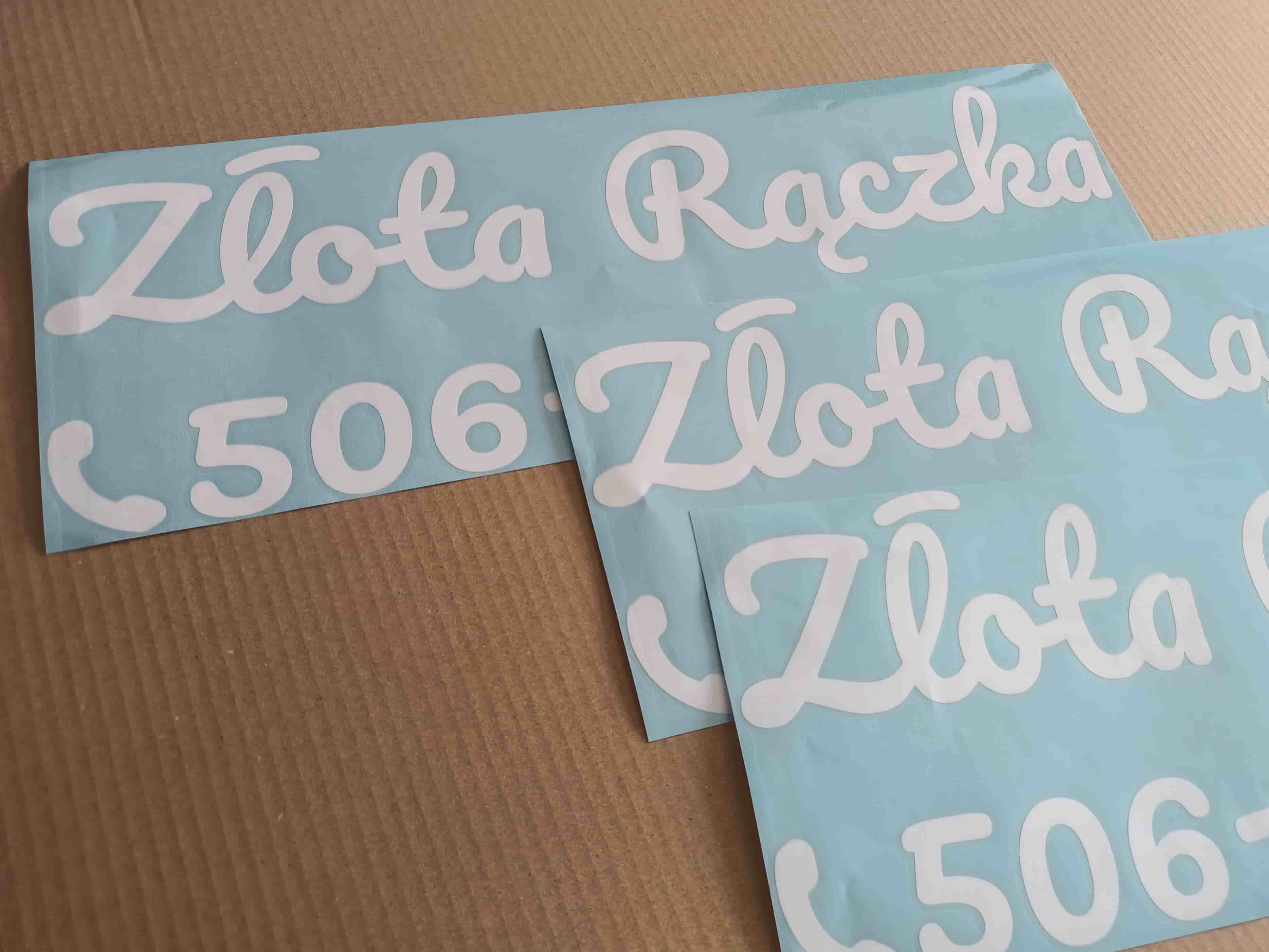 naklejka dowolny napis złota rączka i numer telefonu